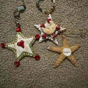 Star Shaped Ornaments with Red and Gold Accents